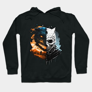 Wolf and skull Hoodie